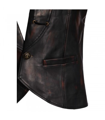 Men Black Waistcoat Fashion Steampunk Two Toned Leather Vest